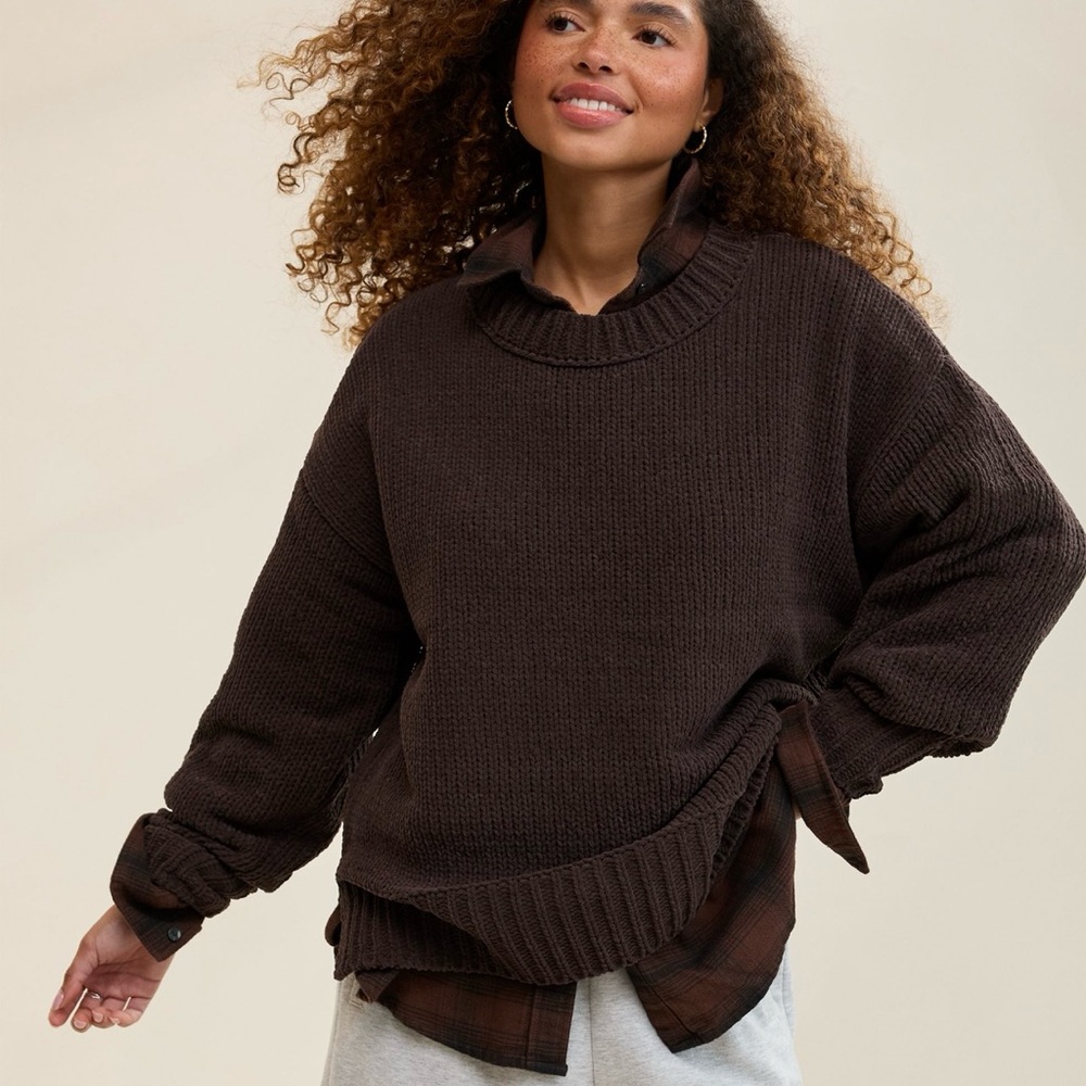 NWOT Aerie Like Candy Deep Earth (Dark Brown) Crewneck Sweater SOLD OUT ONLINE